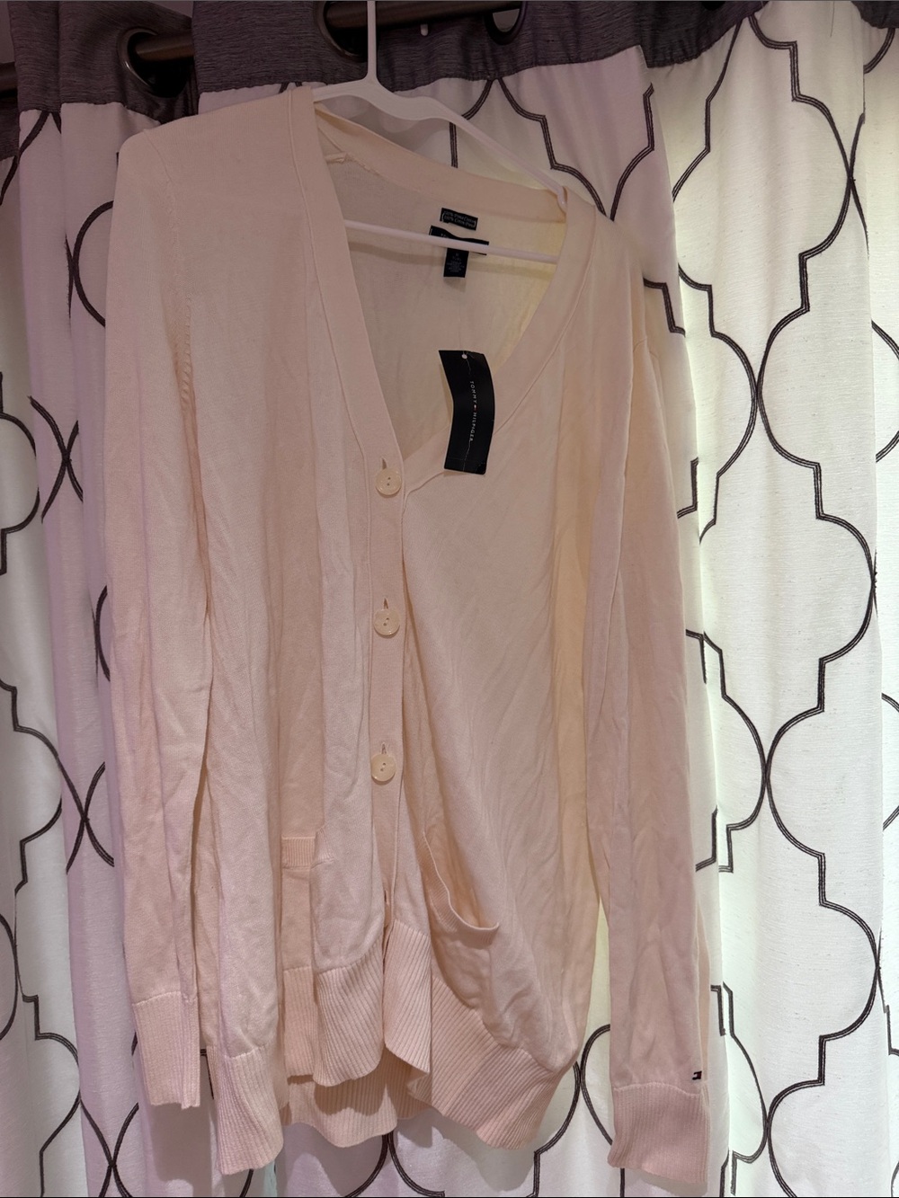 Tommy Hilfiger Cream Lightweight V-Neck Cardigan
